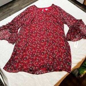 Calvin Klein Vibrant Red and Black Floral dress